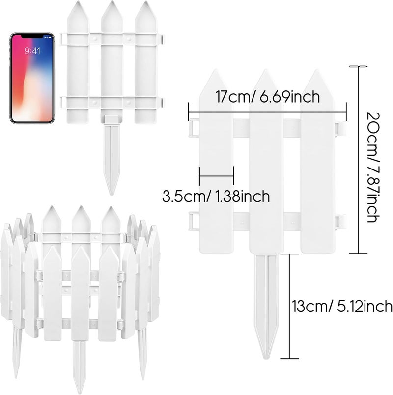 PLULON 24 Pieces Garden Fence with 24 Pieces Fence Insert White Plastic Fence Garden Picket Fence Edgings Lawn Flowerbeds Plant Borders Decorative Garden Yard - Image 2